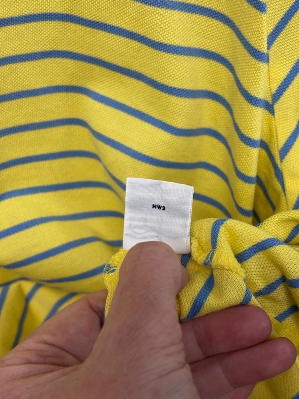 Ralph Lauren M’s Lg Polo Golf in Yellow with Navy Stripes. Pima Cotton. Soft!